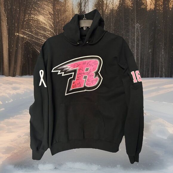 Rapid City RUSH CHL Minor Hockey Signed Awareness Hoodie #16 Black Hanes SizeXL - Picture 1 of 4
